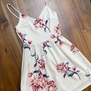 White Floral Monteau dress